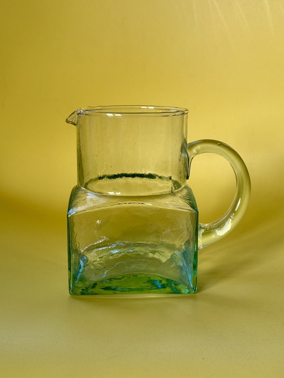 Image 1 of Vintage Cubic Glass Jug Geometric Design 1950s/60s