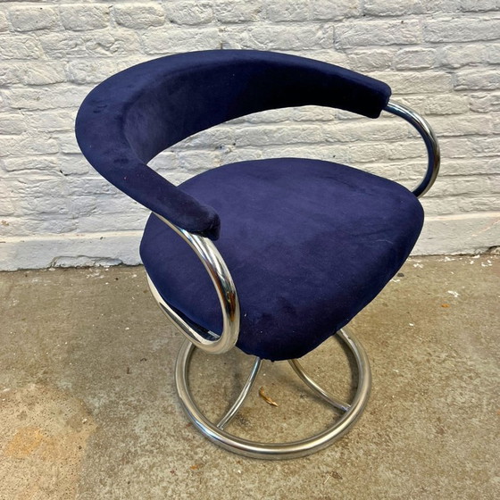 Image 1 of Fauteuil pivotant Midcentury - Structure tubulaire - Italie