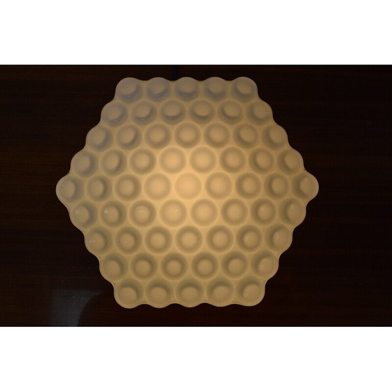 Image 1 of Plafonnier vintage en verre et métal, Tchécoslovaquie 1970