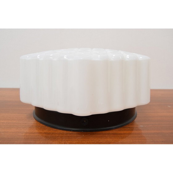 Image 1 of Plafonnier vintage en verre et métal, Tchécoslovaquie 1970