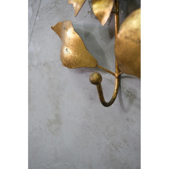 Image 1 of Porte-manteau mural vintage en métal doré par Hans Kögl, 1970