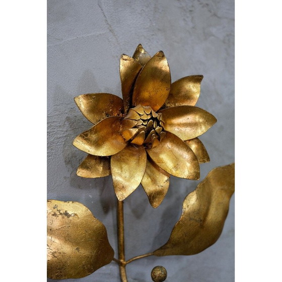 Image 1 of Porte-manteau mural vintage en métal doré par Hans Kögl, 1970