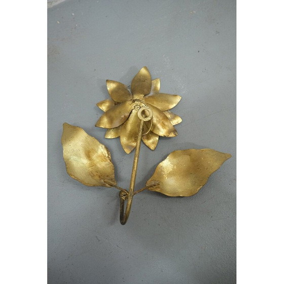 Image 1 of Porte-manteau mural vintage en métal doré par Hans Kögl, 1970