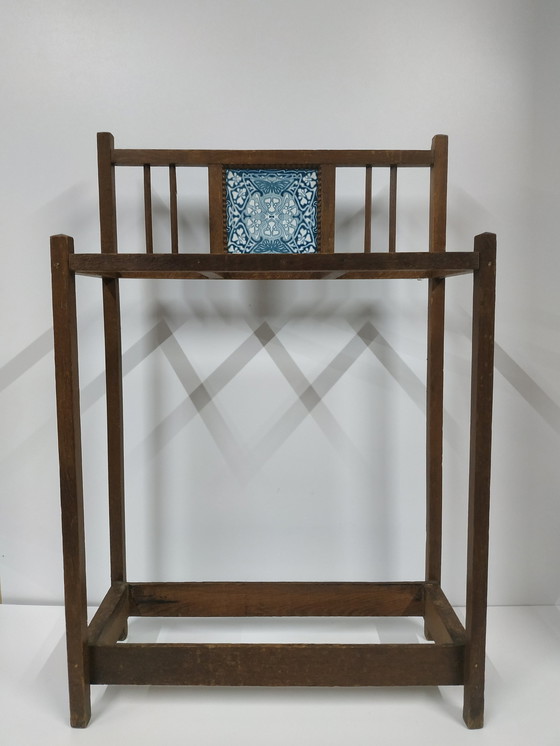 Image 1 of Porte-parapluies (Porte-serviettes) ancien (Art Nouveau) en bois