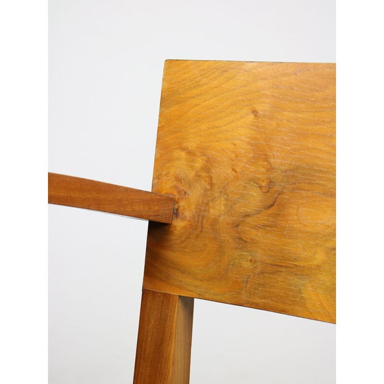 Image 1 of Paire de fauteuils Art Déco vintage en bois et simili cuir noir, Italie