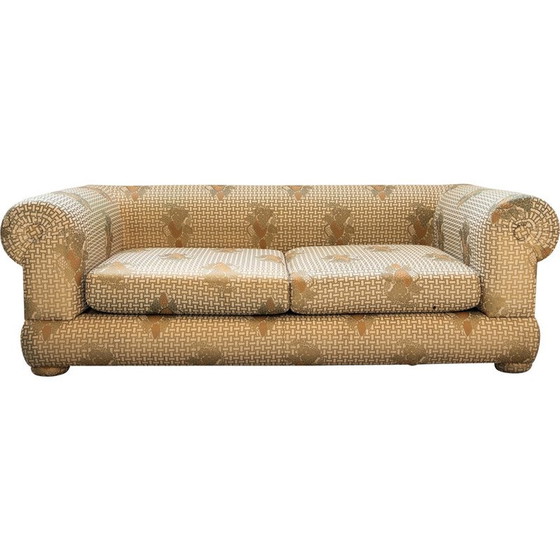 Image 1 of Ensemble de salon vintage en bois et soie par Tommaso Barbi, Italie 1970