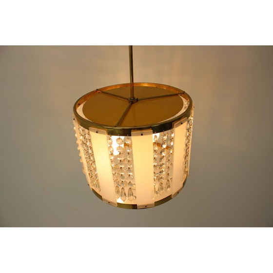Image 1 of Lustre vintage en cristal et plastique de Jablonecke Sklarny, République tchèque 1970