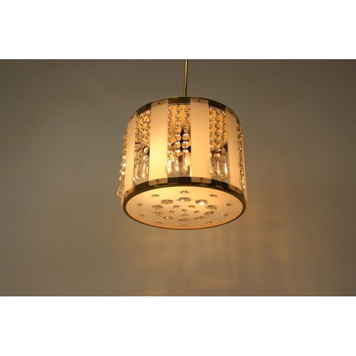 Lustre vintage en cristal et plastique de Jablonecke Sklarny, République tchèque 1970