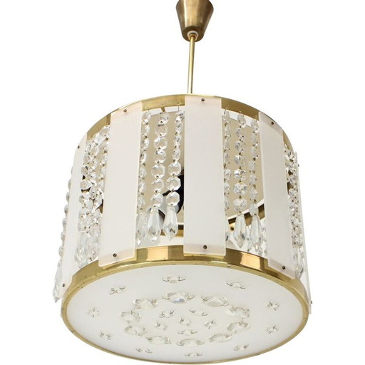 Lustre vintage en cristal et plastique de Jablonecke Sklarny, République tchèque 1970