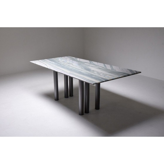 Image 1 of Table de salle à manger vintage en marbre gris et violet par Pia Manu Belgique 1990