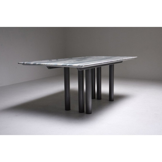 Image 1 of Table de salle à manger vintage en marbre gris et violet par Pia Manu Belgique 1990
