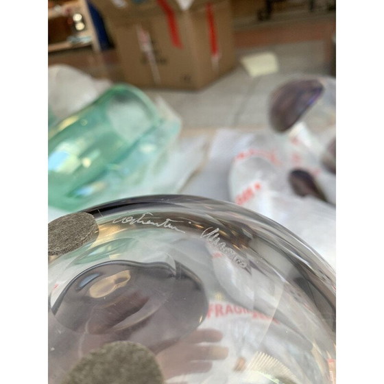 Image 1 of Paire de vases vintage avec pastilles de parme en verre de Murano par Costantini, 1990