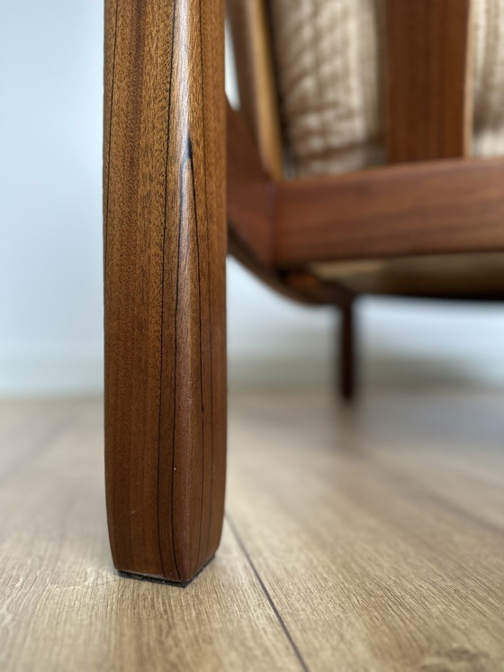 Image 1 of Chaise longue scandinave 70S rénovée - Acajou massif