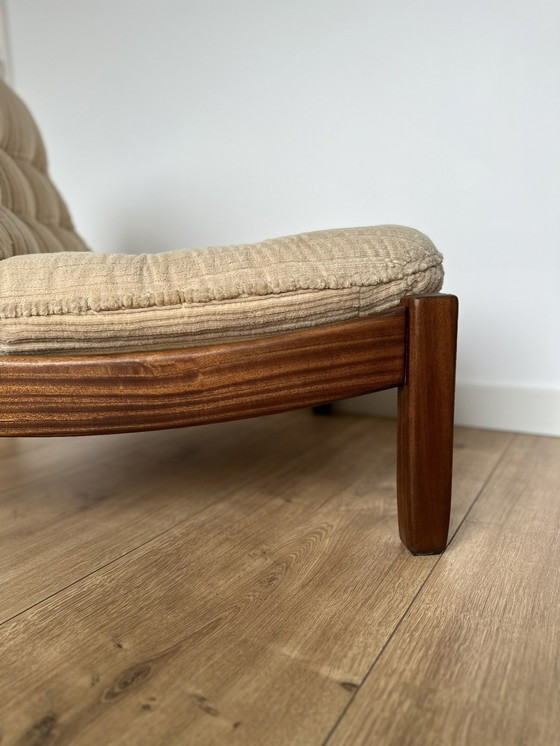 Image 1 of Chaise longue scandinave 70S rénovée - Acajou massif
