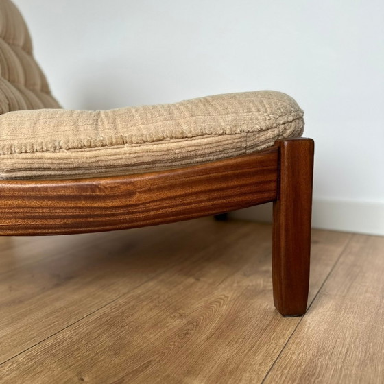 Image 1 of Chaise longue scandinave 70S rénovée - Acajou massif