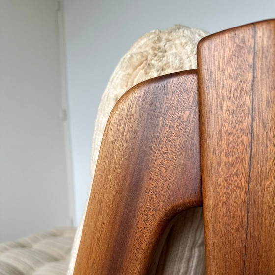 Image 1 of Chaise longue scandinave 70S rénovée - Acajou massif