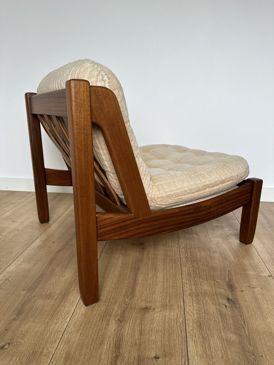 Image 1 of Chaise longue scandinave 70S rénovée - Acajou massif