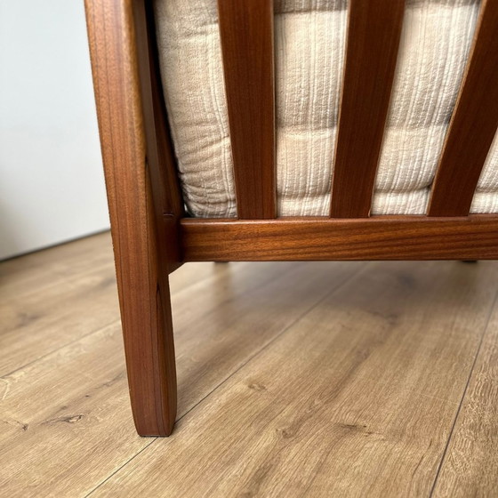 Image 1 of Chaise longue scandinave 70S rénovée - Acajou massif