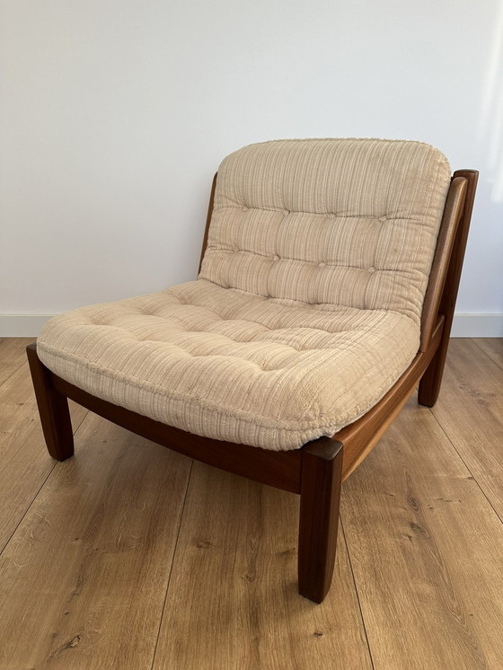 Image 1 of Chaise longue scandinave 70S rénovée - Acajou massif