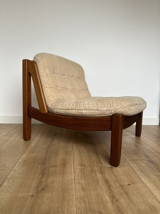 Chaise longue scandinave 70S rénovée - Acajou massif