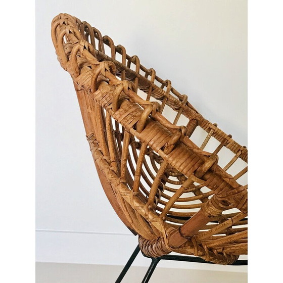 Image 1 of Paire de fauteuils en rotin vintage par Franco Albini, Italie 1960
