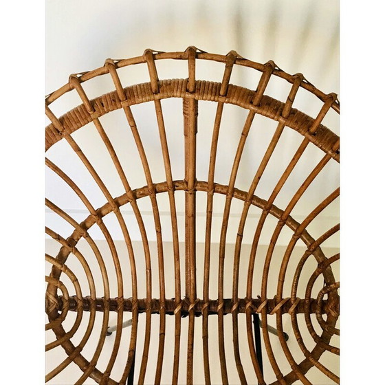 Image 1 of Paire de fauteuils en rotin vintage par Franco Albini, Italie 1960