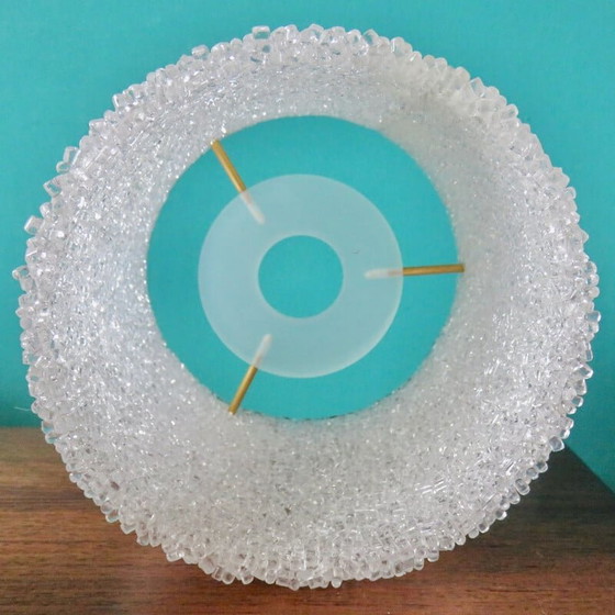 Image 1 of Paire d'appliques vintage en laiton et plastique doré avec abat-jour en granit, France 1950