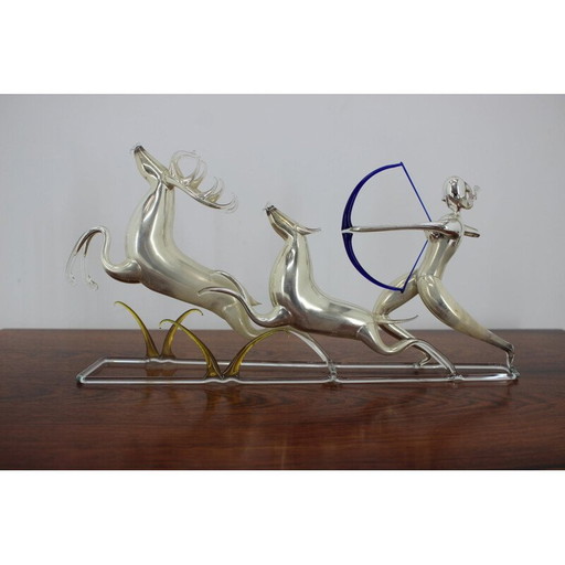 Sculpture en verre vintage faite à la main par Jarolsav Brychta, Tchécoslovaquie 1950