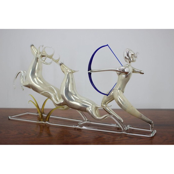 Image 1 of Sculpture en verre vintage faite à la main par Jarolsav Brychta, Tchécoslovaquie 1950