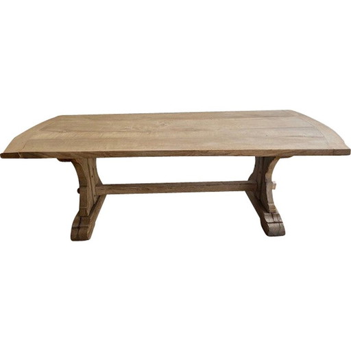 Table de monastère vintage en chêne brut