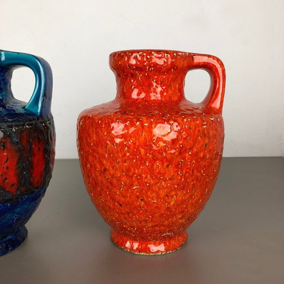 Image 1 of Paire de vases vintage en céramique multicolore, Allemagne 1960