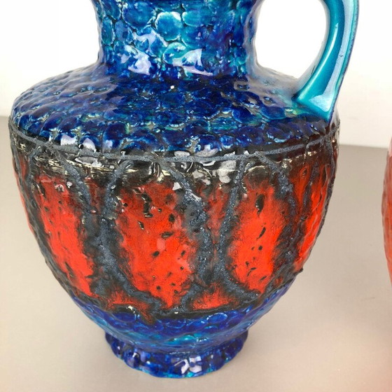 Image 1 of Paire de vases vintage en céramique multicolore, Allemagne 1960
