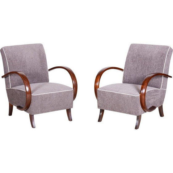 Image 1 of Paire de fauteuils Art déco gris vintage, années 1930