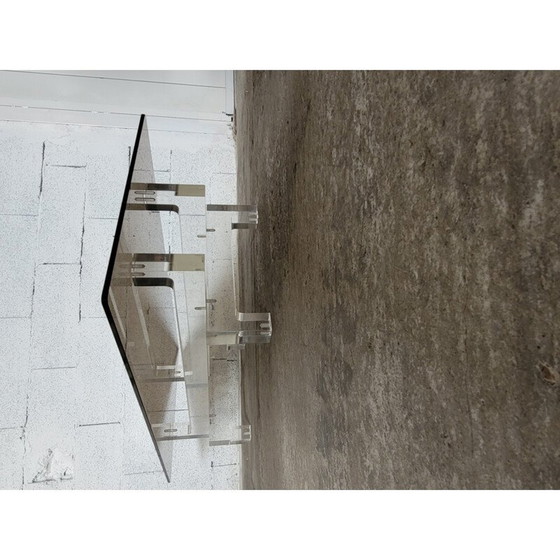 Image 1 of Table basse vintage en verre fumé par Michel Dumas, 1970