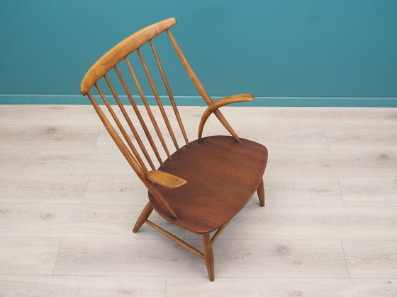 Image 1 of Chaise en hêtre, Design danois, 1960S, Designer : Illum Wikkelsø, Manufacture : Niels Eilersen