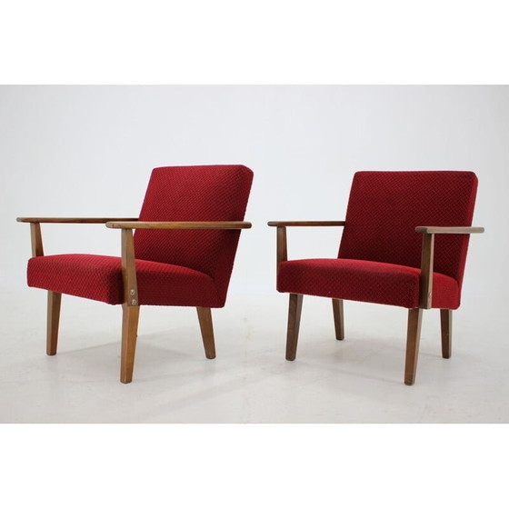 Image 1 of Paire de fauteuils vintage en bois de hêtre, Tchécoslovaquie 1960
