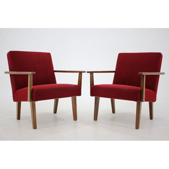 Image 1 of Paire de fauteuils vintage en bois de hêtre, Tchécoslovaquie 1960