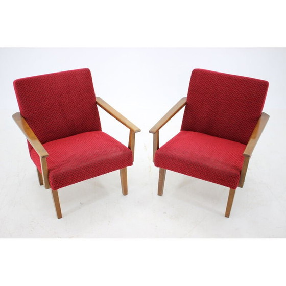 Image 1 of Paire de fauteuils vintage en bois de hêtre, Tchécoslovaquie 1960