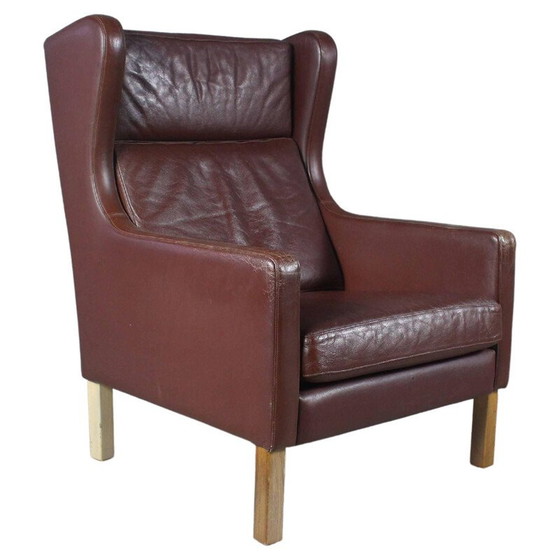 Image 1 of Fauteuil à oreilles en cuir vintage, 1970