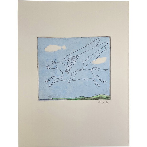 Gravure vintage "Pegasus" par François-Xavier Lalanne, France 2005s