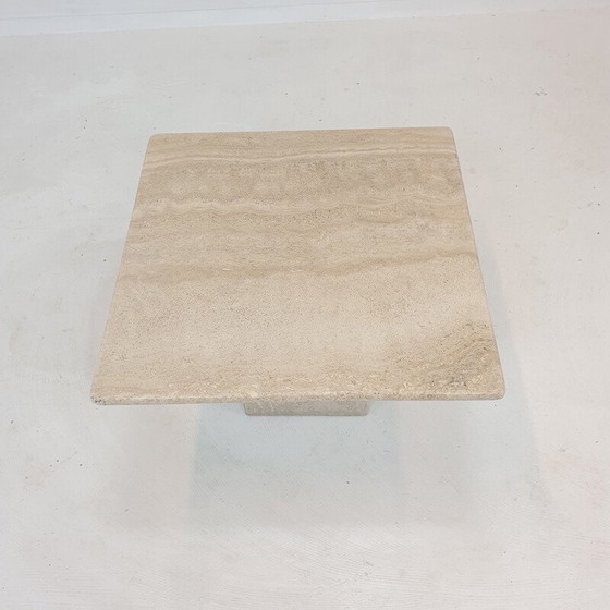 Image 1 of Table basse italienne vintage en travertin, 1980