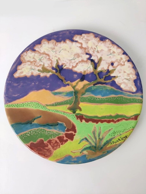 Plat en terre cuite laminé par Amparo Ruiz De Luna, 1986