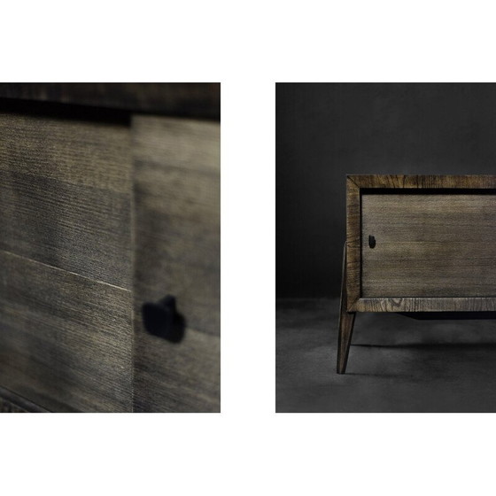 Image 1 of Long buffet vintage en frêne scandinave avec poignées en métal mat, 1960