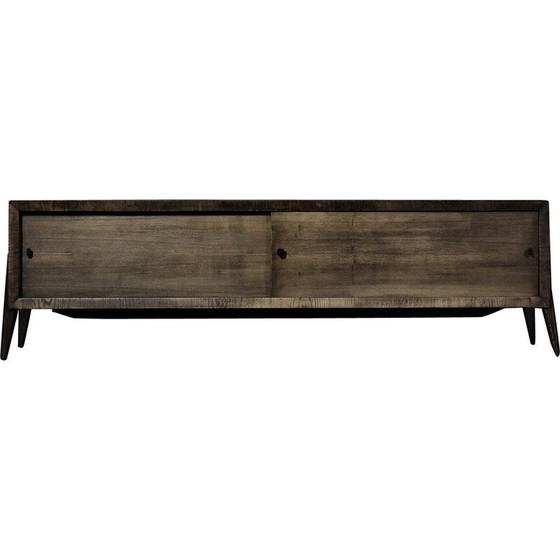 Image 1 of Long buffet vintage en frêne scandinave avec poignées en métal mat, 1960