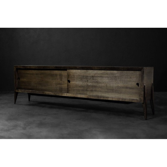 Image 1 of Long buffet vintage en frêne scandinave avec poignées en métal mat, 1960