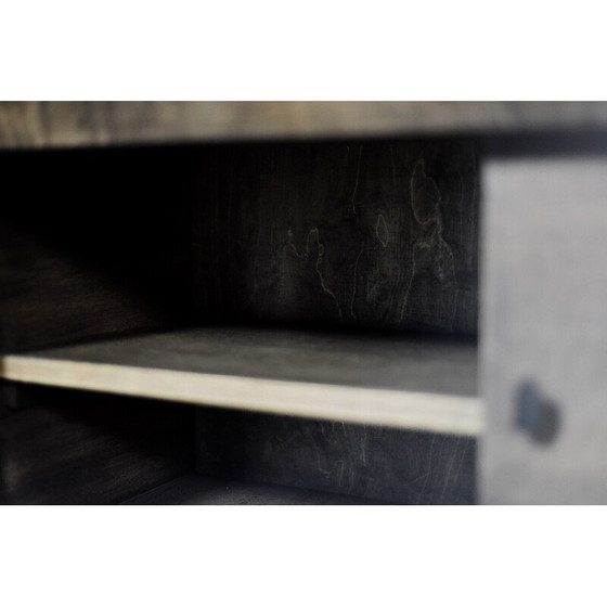 Image 1 of Long buffet vintage en frêne scandinave avec poignées en métal mat, 1960