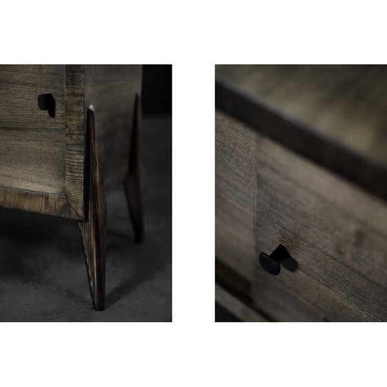 Image 1 of Long buffet vintage en frêne scandinave avec poignées en métal mat, 1960