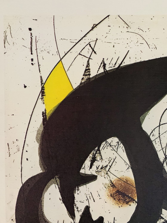 Image 1 of Lithographie originale en couleur autorisée, signée, de haute qualité, signée dans la plaque, Joan Miró.