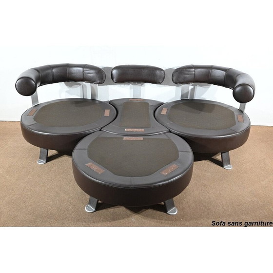 Image 1 of Canapé vintage 3 places avec ottoman par Mario Spinelli pour Formenti, Italie 1980