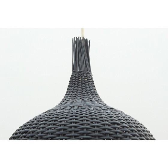 Image 1 of Lampe suspendue vintage en osier bleu, 1960s